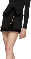 Thumbnail for your product : Balmain Black Tweed Fringed Wraparound Miniskirt