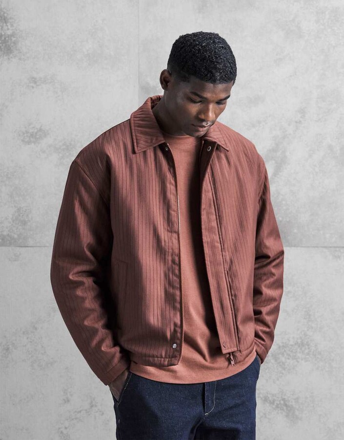ASOS DESIGN harrington jacket in rust