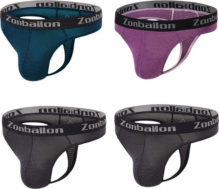 ZONBAILON Men's Thong Underwear TBack GString Jockstrap Stretch