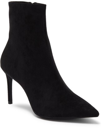 black suede pointed booties