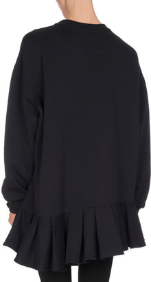 Givenchy Cotton Ruffle-Hem Sweatshirt, Black