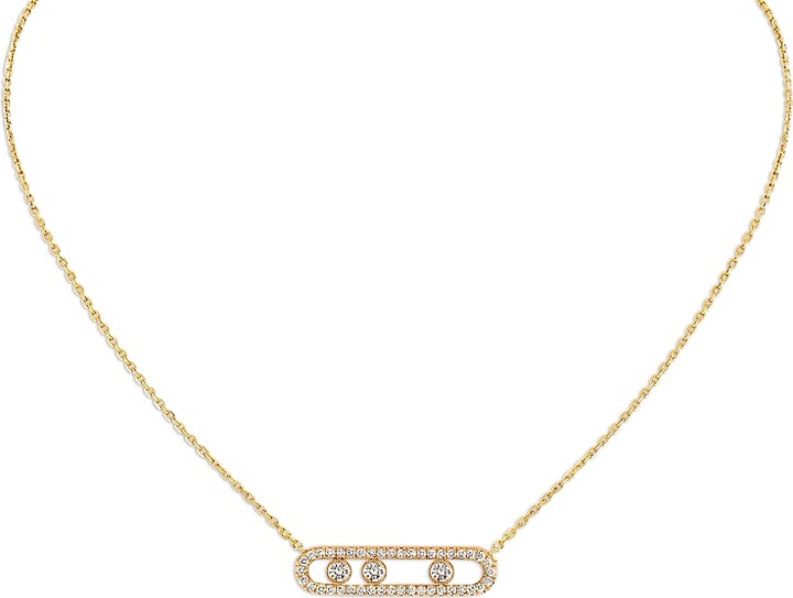 Messika Diamond Move Pave Necklace in 18K Gold, 16.5, 0.7 tcw