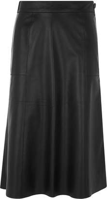 Whistles Leather A-line Midi Skirt