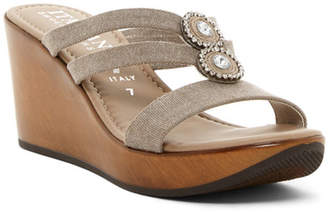Italian Shoemakers Pave Crystal Embellished Wedge Sandal