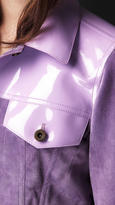 Thumbnail for your product : Burberry Cropped Suede Jacket with Patent Trim