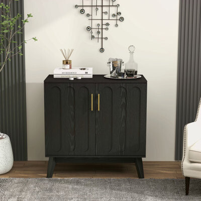 George Oliver Mid Century Modern Fluted Sideboard Cabinet With Adjustable Shelves & Solid Wood Legs Buffet Cabinet With Storage Storage Cabinet For Living Room En