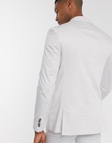 Thumbnail for your product : ASOS DESIGN Tall wedding slim suit jacket in light grey stretch cotton