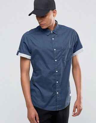 Esprit Short Sleeved Shirt with Contrast Turn up Sleeves