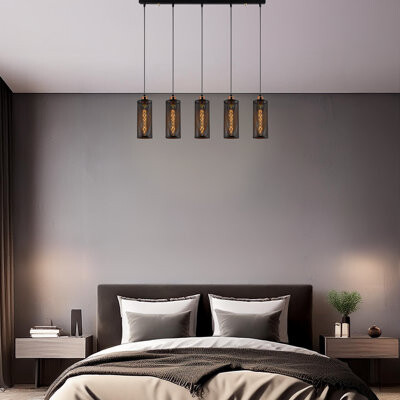17 Stories Adjustable Height 5 Lights Metal Body Kitchen Island Pendant