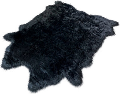Spectrum Rugs Faux Bison Skin Fur Shag Area Rug in Black
