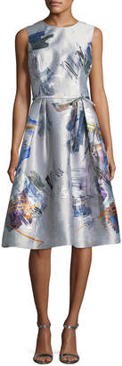 Rickie Freeman For Teri Jon Sleeveless Floral-Print Taffeta Cocktail Dress