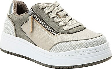 Alegria Averie Houndstooth Print Accent Zip Platform Sneakers