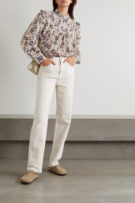 Etoile Isabel Marant Vega Pleated Floral-print Cotton-voile Blouse - Ecru -  ShopStyle Long Sleeve Tops