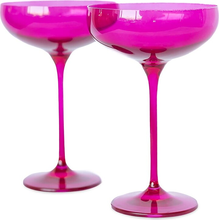 Estelle Colored Glass Champagne Coupe 2Piece Stem Glass Set