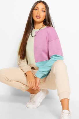 boohoo Tall Colour Block Oversized Sweatshirt