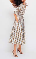 Thumbnail for your product : Martin Grant Tie-Front Striped Cotton-Poplin Midi Dress