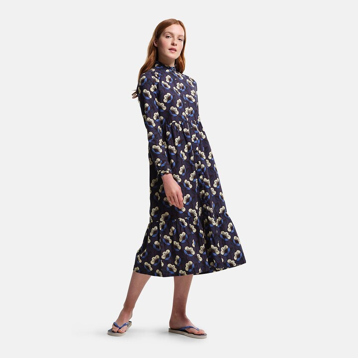 Orla Kiely X Regatta Orla Midi Dress In Navy Passion Flower Print