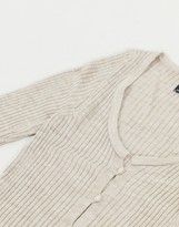 Thumbnail for your product : ASOS DESIGN DESIGN co-ord rib cardigan with short sleeve in oatmeal