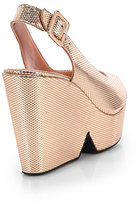 Thumbnail for your product : Robert Clergerie Old Robert Clergerie Dylanh Embossed Metallic Leather Slingback Wedge