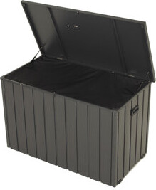 Cypress Backyard 200 Gallon Outdoor Storage Box Metal Deck Box With Oxford Fabric Waterproof Lockable Patio Storage Container Gray