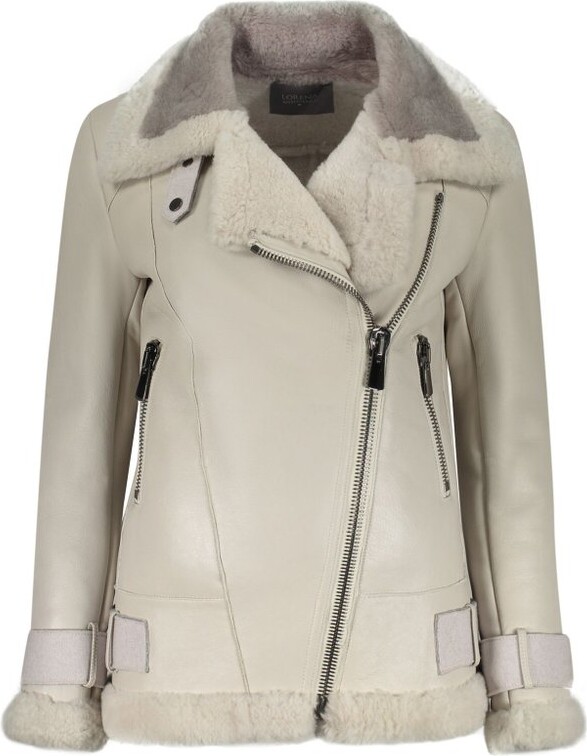 Lorena Antoniazzi Shearling Trim Biker Jacket