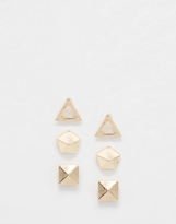 Thumbnail for your product : Warehouse Geo Stud Earring Pack