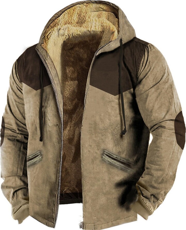 MMOOVV Lined Winter Parka Men's Warm Winter Jacket Parka Jacket with