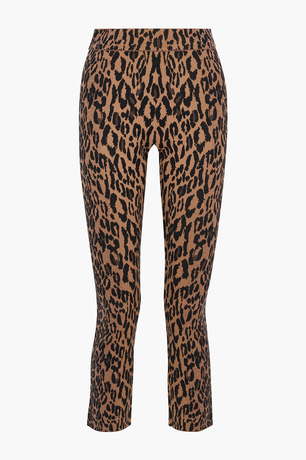 leopard print wide leg cropped trousers