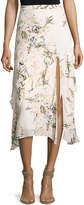 Thumbnail for your product : Haute Hippie The Garden Floral Silk Midi Skirt, White