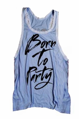 Rebel Yell Born to Party Racerback Tank Tunic in Periwinkle