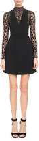 Thumbnail for your product : Givenchy Long-Sleeve Lace Wool Crepe Cocktail Dress