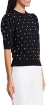 Thumbnail for your product : Michael Kors Studded Cashmere Short-Sleeve Pullover Sweater