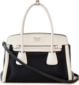 Prada Black & White Calfskin Convertible Handbag QNBFLV3PMB001
