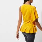 Thumbnail for your product : River Island Womens Yellow asymmetric frill tank top