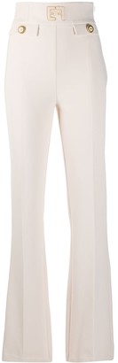 cream bootleg trousers