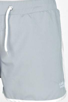 boohoo Runner Plain Swim Shorts With Embroidery