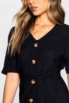 Thumbnail for your product : boohoo Tie Waist Horn Button Midi Dress