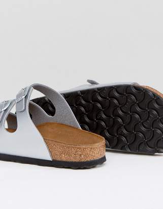 Birkenstock Florida Birko Silver Flat Sandals