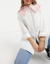 Thumbnail for your product : ASOS DESIGN frill collar in pastel pink