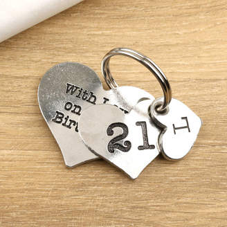 Multiply design 21st Birthday Gift Personalised Heart Key Ring