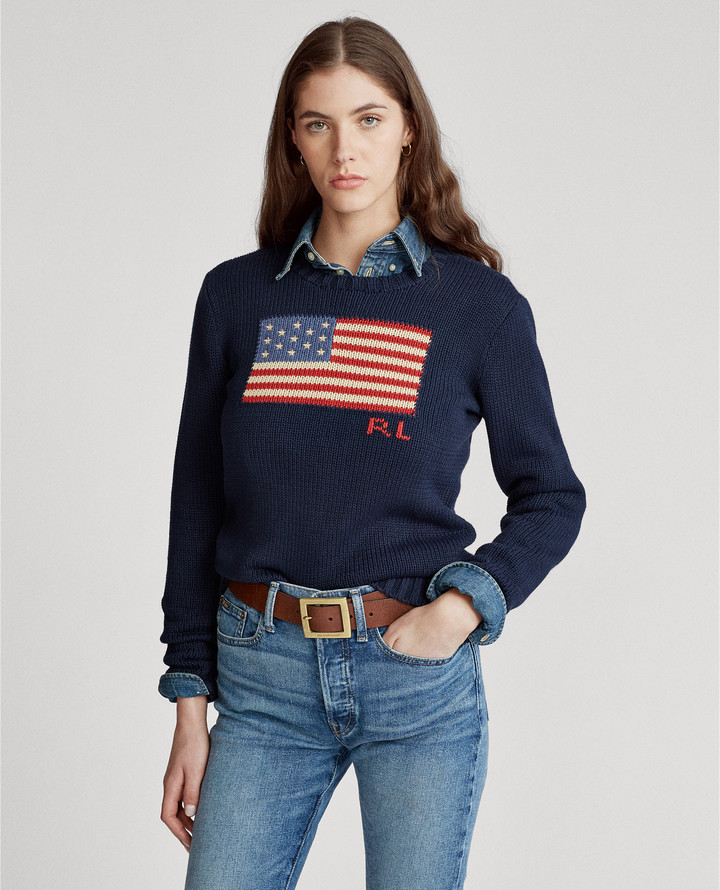 Ralph Lauren Flag Cotton Crewneck Sweater - ShopStyle