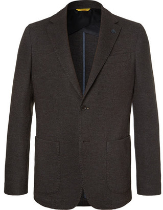 Canali Brown Unstructured Wool And Cotton-blend Blazer
