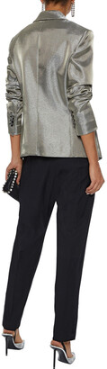 Lanvin Satin-paneled pleated wool-twill tapered pants