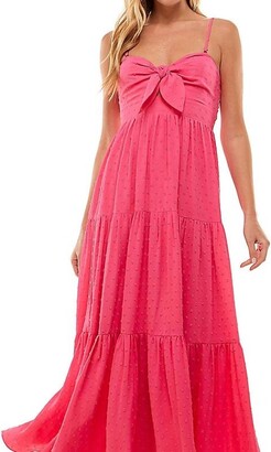 ASOS DESIGN high neck fringe maxi dress in hot pink