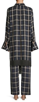 Mother of Pearl Delphine Fringed Plaid Tunic Shirt