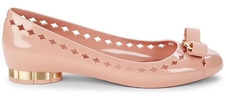 salvatore ferragamo flower heel jelly ballet flat