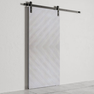 Urban Woodcraft Paneled Wood Finish Bianco Barn Door with Installation Hardware Kit