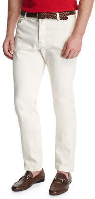 Kiton Tennis Court Five-Pocket Twill Pants, White