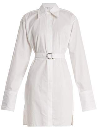 Helmut Lang Striped Tie Waist Cotton Shirtdress - Womens - White