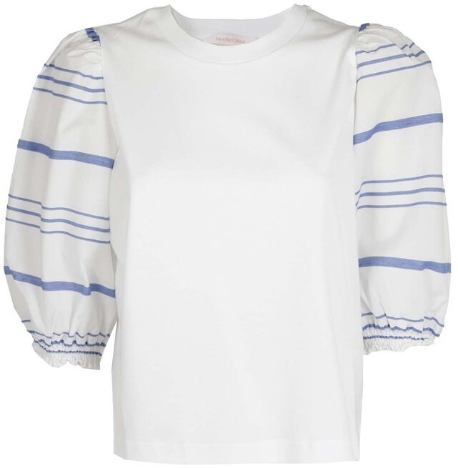 puff sleeve cotton t shirt